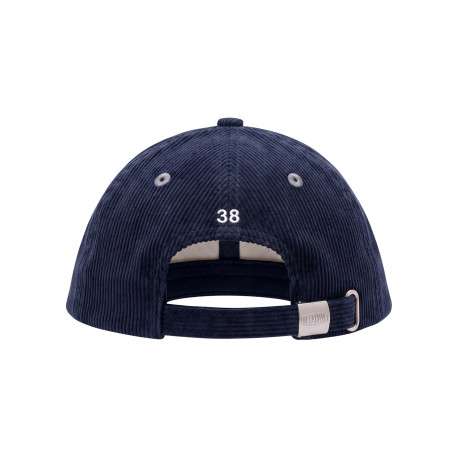 Casquette ajustable en velours de coton côtelé bleu marine à fermeture strapback - Image 2