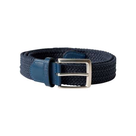Ceinture ajustable en sangle élastique tressée bleu marine avec une boucle