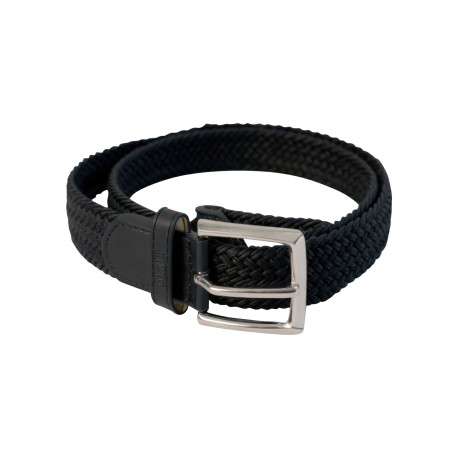 Ceinture noire ajustable en sangle élastique tressée avec une boucle
