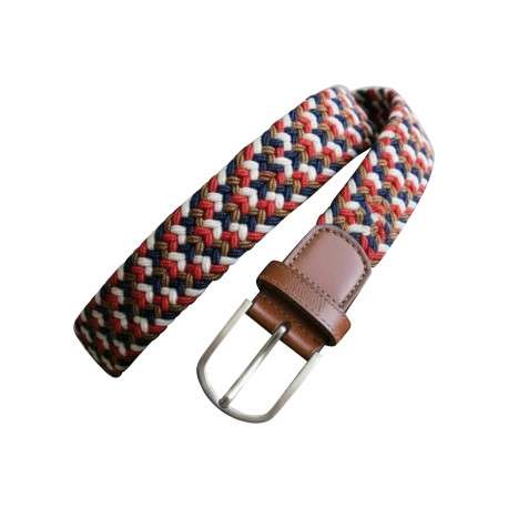 Ceinture rouge ajustable en sangle élastique tressée avec une boucle