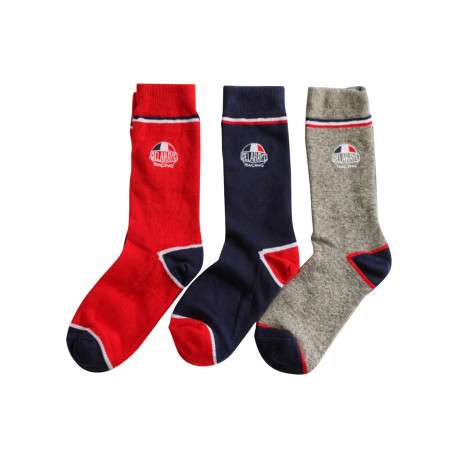 Lot de 3 paires de chaussettes tricolores en coton mélangé et écusson Racing