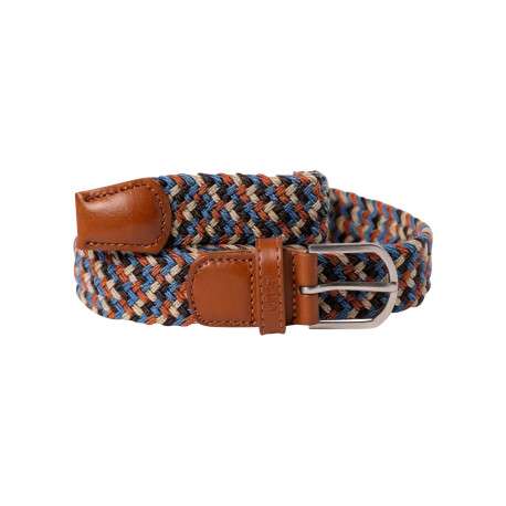 Ceinture ajustable en sangle élastique multicolore tressée avec une boucle