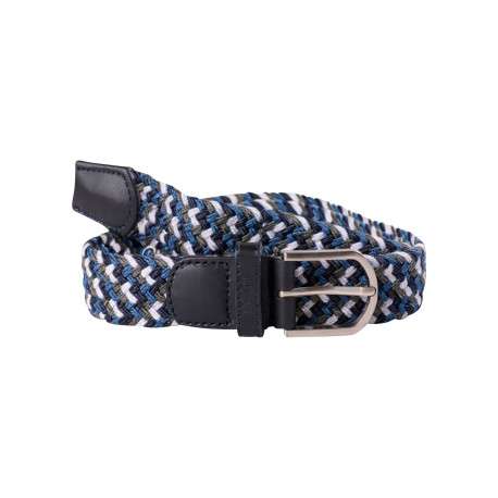 Ceinture bleue ajustable en sangle élastique tressée avec une boucle