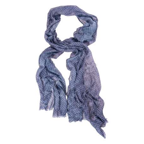 Foulard bleu clair orné de micro-motifs géométriques Delahaye