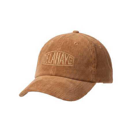 Casquette ajustable en velours de coton côtelé camel à fermeture strapback