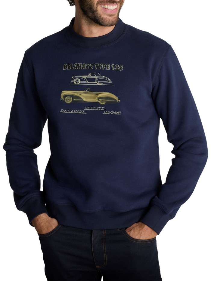 Sweat-shirt à col rond bleu...