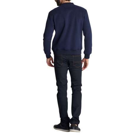 Sweat-shirt à col rond bleu marine à broderie automobile et coupe droite - Image 2