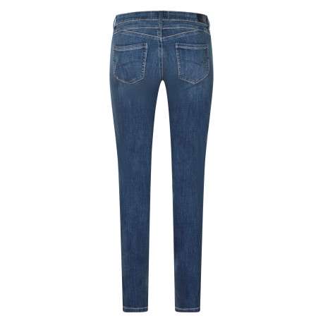 Jean en coton bleu à coupe droite pourvu d'une fermeture par zip et boutons - Image 2