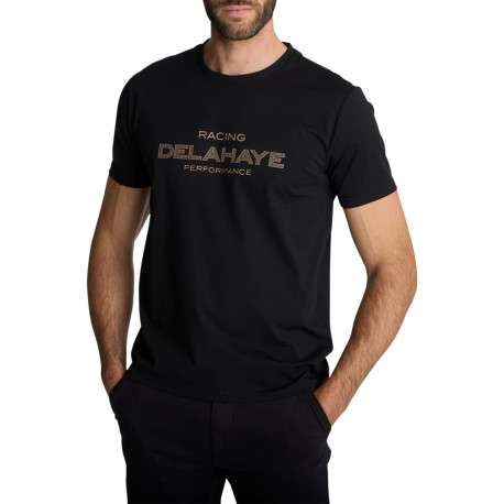 T-shirt à col rond en coton mélangé noir orné d'un imprimé logotypé