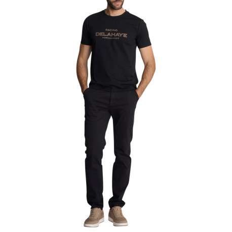 T-shirt à col rond en coton mélangé noir orné d'un imprimé logotypé - Image 3