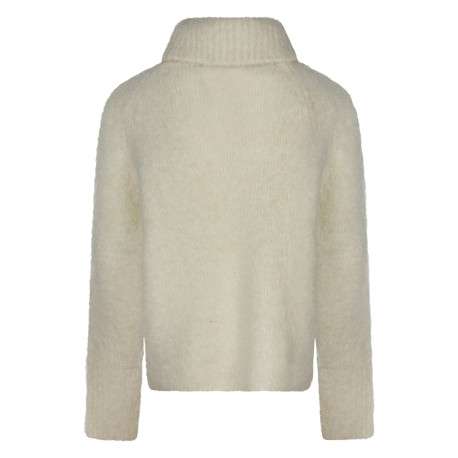 Pull écru à coupe droite pourvu d'un col roulé et de manches longues - Image 2