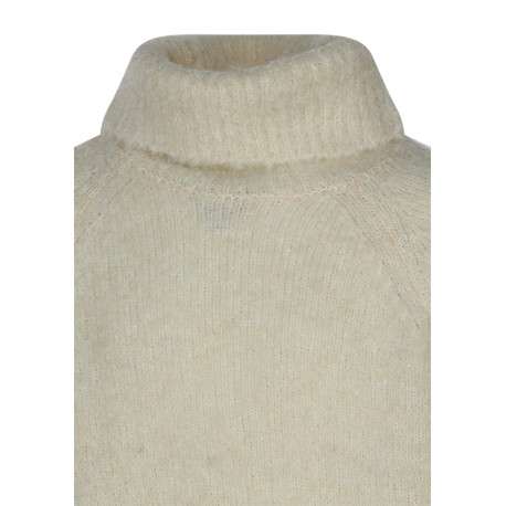 Pull écru à coupe droite pourvu d'un col roulé et de manches longues - Image 3