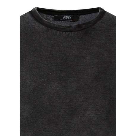 Sweat en coton mélangé anthracite imprimé à coupe ample pourvu d'un col rond - Image 3