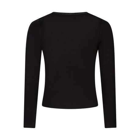 T-shirt en coton noir à coupe ajustée pourvu de manches longues - Image 2