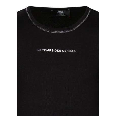 T-shirt en coton noir à coupe ajustée pourvu de manches longues - Image 3