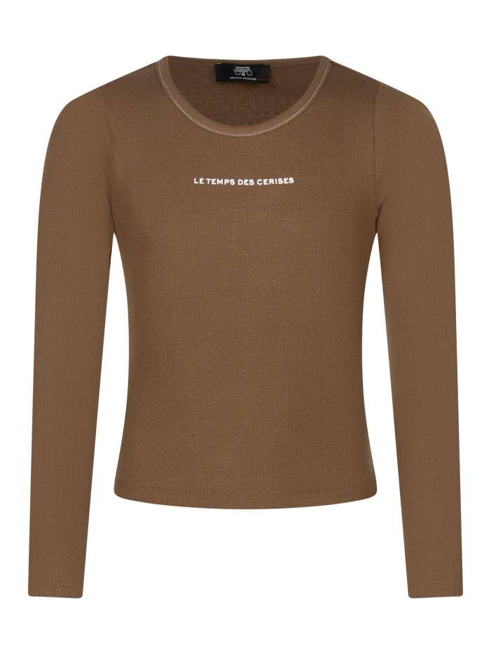 T-shirt en coton brun à...