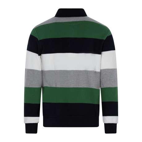 Sweat vert à rayures bleues avec un col polo et des manches longues - Image 2