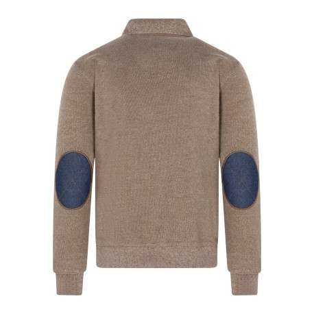 Sweat manches longues châtaigne uni pourvu d'une coupe droite et d'un col polo - Image 2