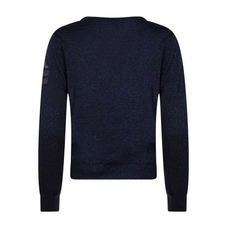 Pull marine à coupe droite pourvu d'un col v et de manches longues - Image 2