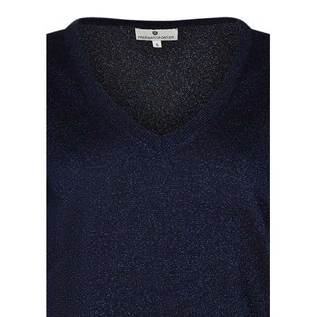 Pull marine à coupe droite pourvu d'un col v et de manches longues - Image 3
