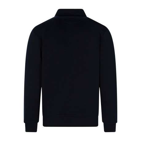 Sweat marine, blanc et rose rayé à coupe droite avec un col polo - Image 2