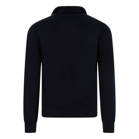 Pull en coton bleu marine avec une coupe droite pourvu d'un col camionneur - Image 2