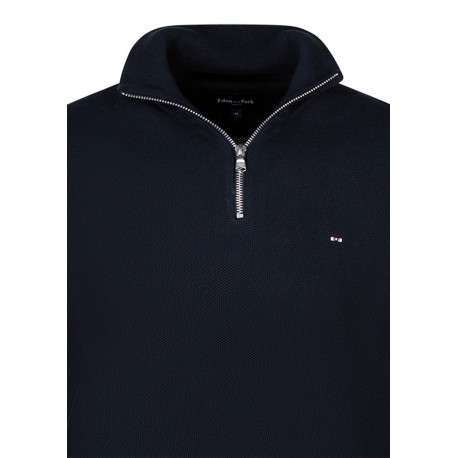 Pull en coton bleu marine avec une coupe droite pourvu d'un col camionneur - Image 3