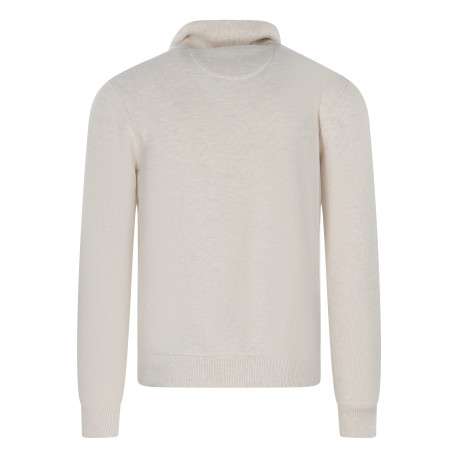 Pull en coton écru avec une coupe droite pourvu d'un col camionneur - Image 2