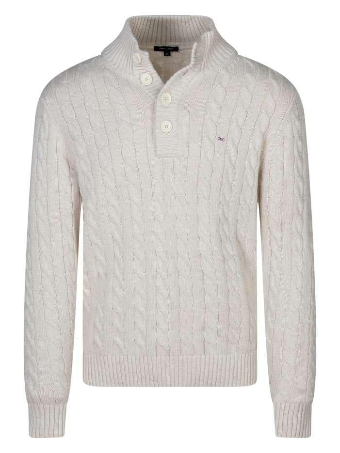 Pull en coton écru uni avec...
