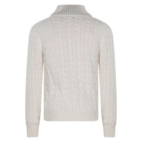 Pull en coton écru uni avec une coupe droite et un col montant - Image 2