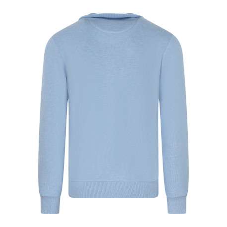 Pull en coton bleu clair avec une coupe droite pourvu d'un col camionneur - Image 2