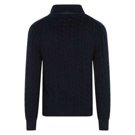 Pull en coton bleu marine avec une coupe droite pourvu d'un col boutonné - Image 2