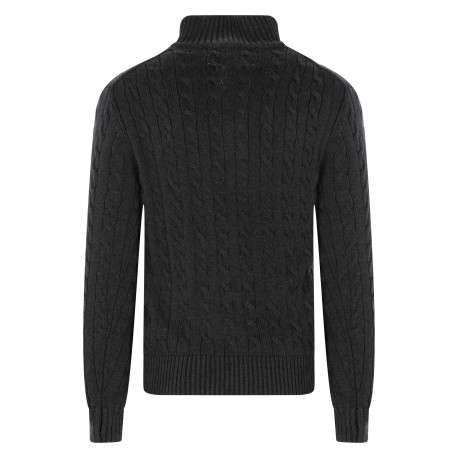 Pull en coton gris avec une coupe droite pourvu d'un col boutonné - Image 2