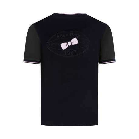 T-shirt en coton bleu marine et kaki avec des manches courtes et un col rond - Image 2