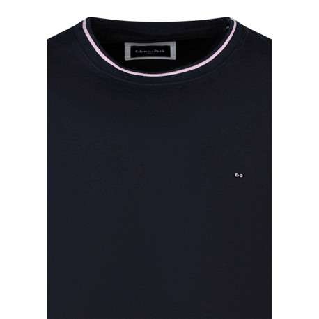 T-shirt en coton bleu marine et kaki avec des manches courtes et un col rond - Image 3