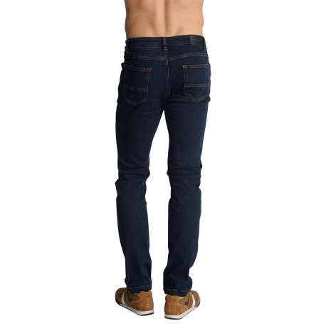 Jean en coton bleu foncé à cinq poches pourvu d'une coupe ajustée - Image 2