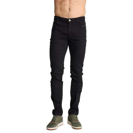 Jean en coton noir uni à cinq poches doté d'une coupe ajustée