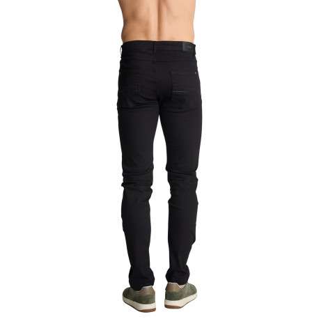 Jean en coton noir uni à cinq poches doté d'une coupe ajustée - Image 2