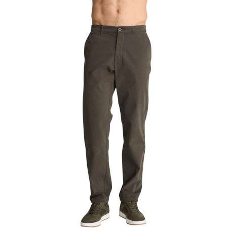 Pantalon chino à coupe droite en coton kaki foncé doté de quatre poches