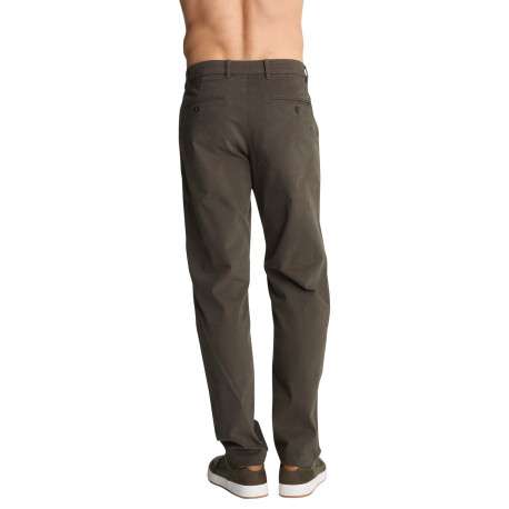 Pantalon chino à coupe droite en coton kaki foncé doté de quatre poches - Image 2