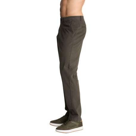 Pantalon chino à coupe droite en coton kaki foncé doté de quatre poches - Image 3