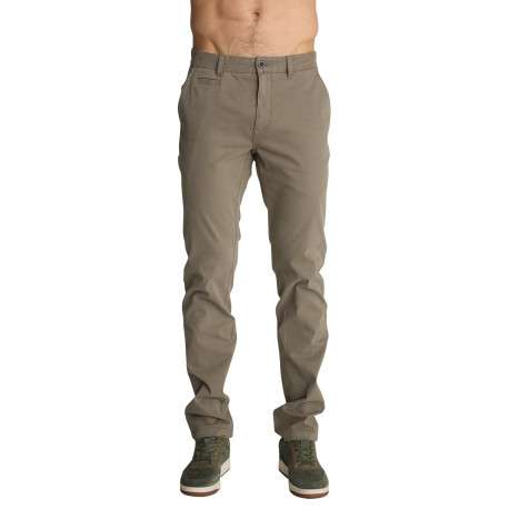 Pantalon chino à coupe droite en coton vert d'eau pourvu de quatre poches