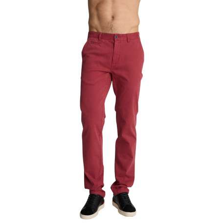Pantalon chino brique à coupe droite en coton pourvu de quatre poches