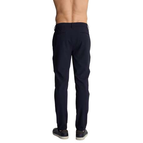 Pantalon chino bleu marine uni à coupe droite en coton muni de quatre poches - Image 2