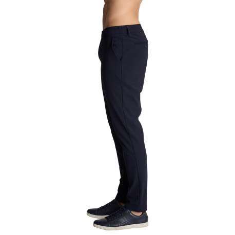 Pantalon chino bleu marine uni à coupe droite en coton muni de quatre poches - Image 3