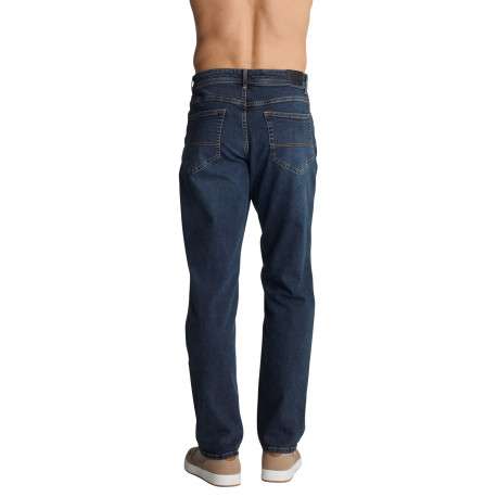 Jean à cinq poches en coton bleu denim pourvu d'une coupe droite - Image 2