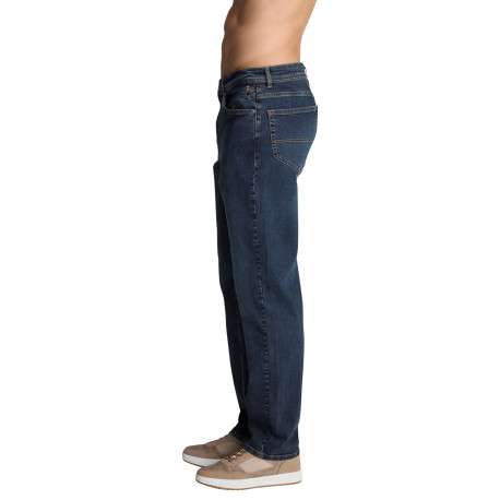 Jean à cinq poches en coton bleu denim pourvu d'une coupe droite - Image 3