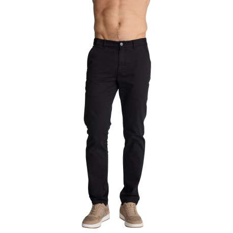 Pantalon chino à coupe ajustée en coton noir pourvu de quatre poches