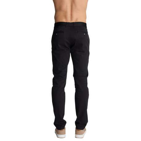 Pantalon chino à coupe ajustée en coton noir pourvu de quatre poches - Image 2
