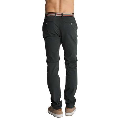 Pantalon chino gris anthracite à coupe ajustée en coton pourvu de quatre poches - Image 2